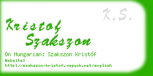 kristof szakszon business card